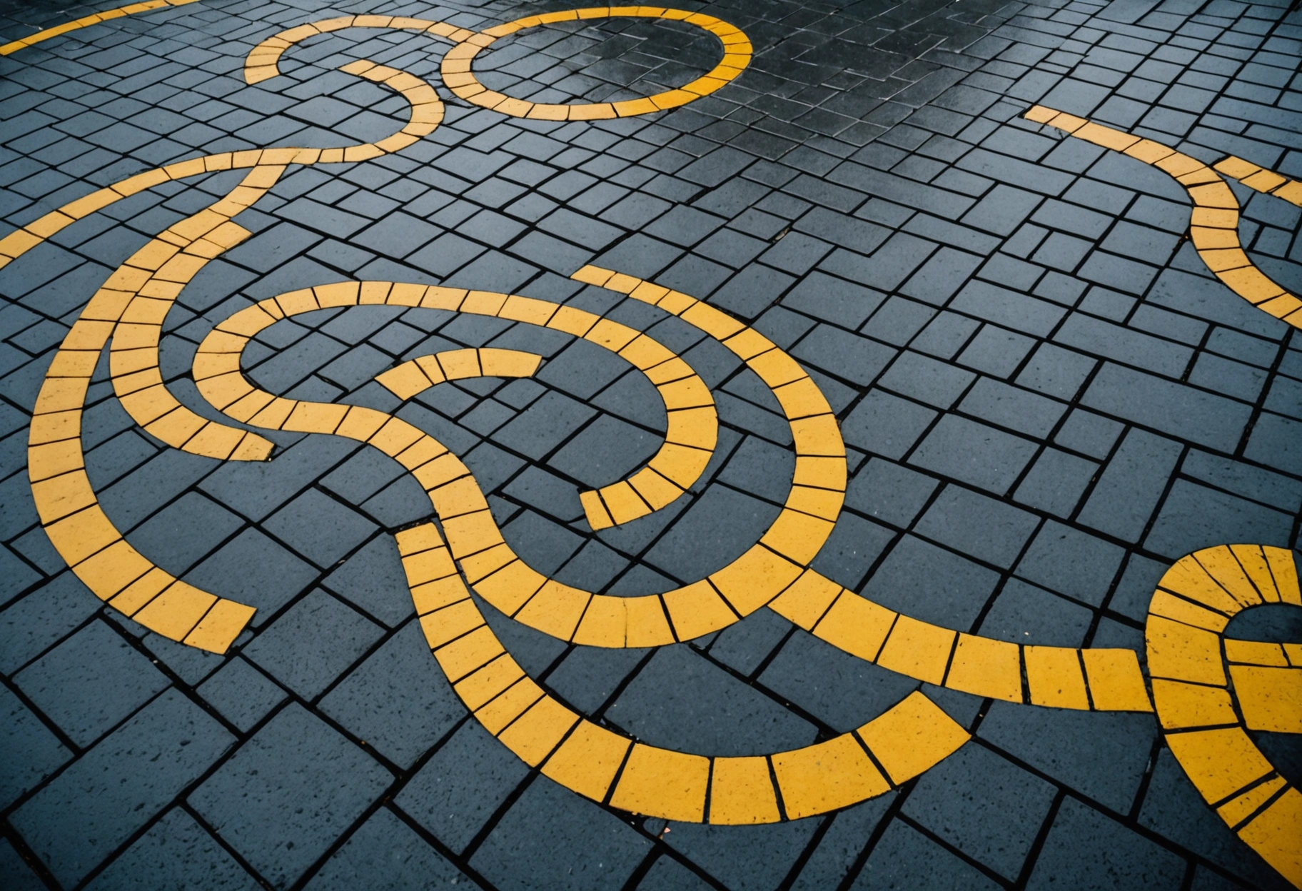 **Image Prompt 2**: An abstract representation of environmental elements such as rain, sun, and wind, depicted as swirling, colorful patterns interacting with intricate, geometric paving patterns. The contrast between the fluid elements and the rigid paver structure highlights protection against environmental damage. Do not include any text, writing, letters, or words in the image.