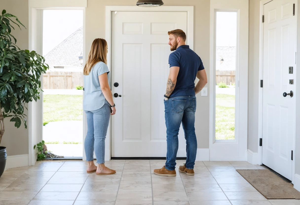 Before-and-after comparison of tiled kitchen floor with sealed and unsealed grout