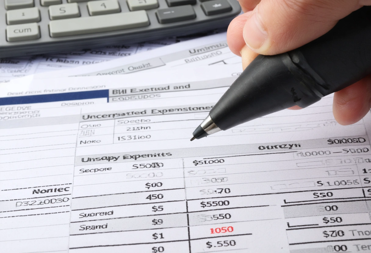Calculator and receipts on a table for budgeting